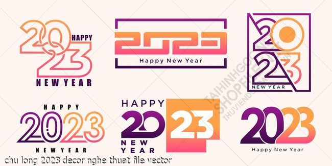 chu long 2023 decor nghe thuat file vector